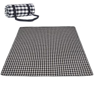 Extra Large Noir Plaid Couverture de pique-Nique, Lavable en Machine, Sable de Plage Gratuit Mat avec Poign&eacute;e Sac - Neuf