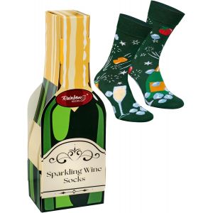 Kalanka-- Sparkling Wine Box Socks - Femmes Hommes Chaussettes Vin Pétillant - Chaussettes Cadeaux Pour Les Fans De Fête - 1 Paire - Neuf