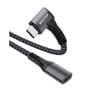 Rallonge USB C 1M-C&acirc;ble a 90 Degr&eacute;s d'extension USB 3.2 Type-C m&acirc;le &agrave; femelle pour 100W Charge Rapide/10Gbps Synchronisation/Vid&eacute;o 4K@60Hz Compatible avec MacBook Air/Pro,Pad Pro/Air 4,Plus - Neuf