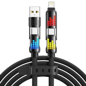 LORANKA-C&acirc;ble Multi USB 4 en 1 C&acirc;ble Universel [3M] Cable Chargeur Multi USB C Charge Rapide Lumi&egrave;re LED RGB avec USBC/USBA vers Lightning, USBC/USBA vers USB C pour iPhone 16/15/14, Galaxy, Pad - No - Neuf