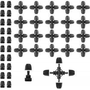 Lot de 40 raccords d'irrigation Micro Drip pour tuyau de 1/4"", outils de jardin, arroseurs, raccords de tuyau, 20 bouchons de verrouillage avec ardillon + 20 connecteurs &agrave; 4 voies - Neuf