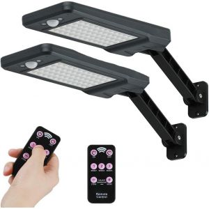 98 Led 7w Solaire Ip65 Lampe De Ext&eacute;rieure &Eacute;tanche Noir Avec Support R&eacute;glable Et T&eacute;l&eacute;commande,3 Modes 180&deg; Lumi&egrave;res De De D&eacute;tecteur De Mouvement Ext&eacute;rieur Pour Jardin,Garage, Cour, Escalier - Neuf