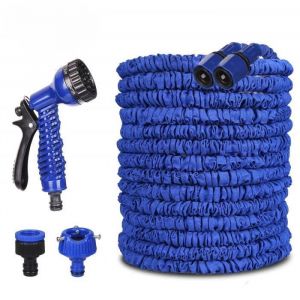 1pcs Tuyau D'arrosage, 45m (150 ft) Flexible Tuyau, D'arrosage Rétractable Tuyau d'eau Extensible avec pour Irrigation? bleu ) - Neuf
