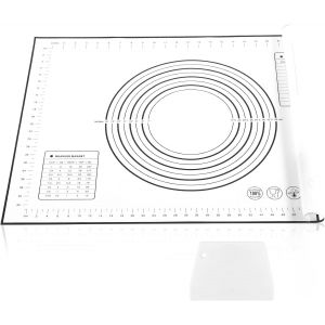 AYUHR-Grand tapis de cuisson en silicone 90 x 60 cm - Antidérapant - Anti-adhésif - Avec mesure - Pour fondant, pâtisserie, pizza, sans BPA (noir + grattoir) - Neuf