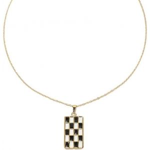 Kal-Collier Avec Pendentif En Forme De Damier Plaqué Or 14 Carats Pour Femmes Et Filles,Minimaliste,Petit Ras Du Cou En Émail,Chaîne Réglable, Tendance,Bijoux De Tous Les Jours,Cadeau 45,7 Cm - Neuf
