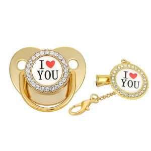 Sucette En Silicone Pour Nouveau-N&eacute; Avec Lettres I Love You, Violet, T&eacute;tine Pour B&eacute;b&eacute; M Dor&eacute; - Neuf