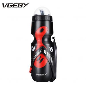 Bidon De 650 Ml Avec Support Pour Velo De Montagne (Noir Et Rouge) - Neuf