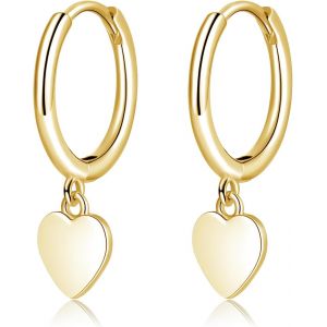 Kal-Créoles En Argent Sterling 925 Avec Pendentif, Boucles D'oreilles Pendantes En Argent Sterling 925 Avec C?ur Et Papillon Pour Petit Sommeil Et Cartilage Pour Femme Et Fille - Neuf