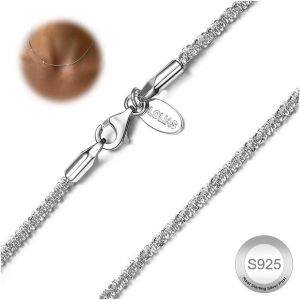 Trahoo-Argent Sterling 925 Collier Pour Femmes Chaînes Argent Délicates Femmes 1,9 Mm Longue Chaîne Argent Collier Ras Du Cou Pour Femmes Hommes Bijoux Brillants Cadeaux 40/45/50 / 55cm - Neuf