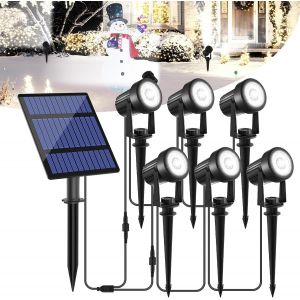 Lampe Solaire Ext&eacute;rieur Jardin, Spot Solaire Ext&eacute;rieur Jardin Avec 2 Modes Blanc Froid Lumi&egrave;re Solaire Ext&eacute;rieure Auto On/Off &Eacute;tanche Ip65 Pour Jardin Garage Entr&eacute;e Arbre - Neuf