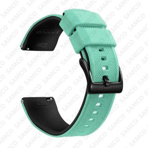 Bracelet De Montre En Silicone De Qualit&eacute; Sup&eacute;rieure,18mm 20mm 22mm,&Agrave; D&eacute;gagement Rapide,En Caoutchouc,De Remplacement.Mint Green Black 2.18mm - Neuf