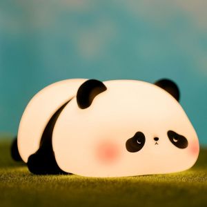 Veilleuse Panda Mignonne, Lampe Pour Enfants De Silicone Souple,Veilleuse Pour Chambre D'Enfant,Gradable/Minuterie,Cadeaux Mignons Pour Bébés Garçons/Filles, Décoration De Chambre - Neuf