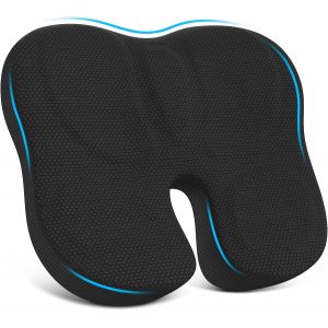 SUBZONAL-Coussin Coccyx, Coussin Chaise Bureau en Mousse &agrave; M&eacute;moire, Coussin Ergonomique Assise pour Voiture Gaming Fauteuil Roulant, Coussins de Si&egrave;ge pour Soulager la Pression (Noir) - Neuf