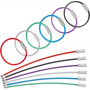 KALANKA-12cm C&acirc;ble Porte-Cl&eacute;s Fil en 6 Ccouleurs assorties Porte Cl&eacute;s en Acier Inoxydable pour l'Ext&eacute;rieur et la Randonn&eacute;e Porte-&eacute;tiquette de Bagage Connectable pour le Sport et le Voyage, 20 Pi&egrave;ces - Neuf