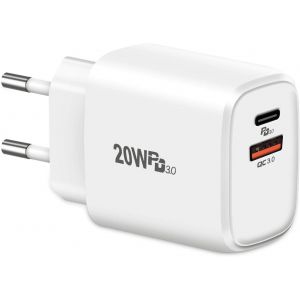 20w Usb C Fast Charger, 2 Ports Pd 3.0 Qc 3.0 Pps Wall Charger Adapter Compatible With Iphone 13 Pro Max 12 Pro 11 Xs Ipad Pro Google Pixel 6 Galaxy S21 Airpods Pro. - Neuf