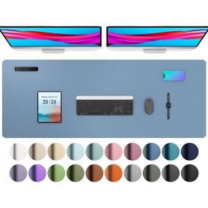 Sous-Main, Tapis De Souris, Tapis De Bureau,Buvard De Bureau En Cuir Pu Antidérapant,Tapis De Bureau Pour Ordinateur Portable Pour Le Bureau Et La Maiso (60X35Cm,Noir) - Neuf