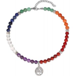 Kales-Collier De Guérison Des 7 Chakras Avec Pendentif Arbre De Vie-Bijoux En Pierres Naturelles Pour L'équilibre Énergétique,La Méditation - Neuf