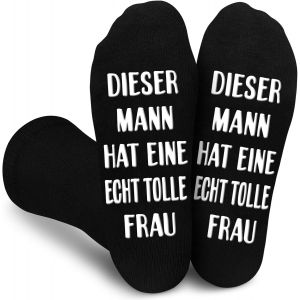 Jgd-Chaussettes Amusantes Pour Homme 43-46, Id&eacute;es De Cadeaux Pour Homme, Chaussettes Amusantes Avec Inscription En Allemand &laquo; This Mann Hat Eine Wirklich Tolle Fra&raquo;, Cadeaux De F&ecirc;te Des Hommes Pour - Neuf