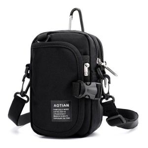 Sac bandouli&egrave;re imperm&eacute;able en nylon pour homme et femme - Noir - Neuf