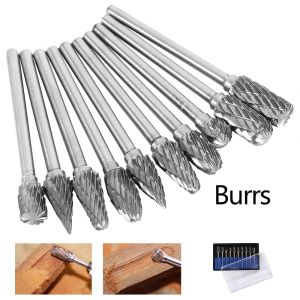 Ensemble de 10 limes rotatives en acier tungst&egrave;ne de 6 mm pour la gravure et le meulage - Neuf