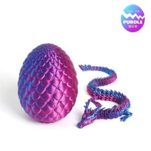Oeuf Dragon Avec Dragon Violet - Figurine Dragon Enti&egrave;rement Mobile - Oeuf De P&acirc;ques Avec Surprise - No&euml;l - D&eacute;cor F&ecirc;tes Asiatique - Dragon 29cm - Oeuf 12,5 Cm - Neuf