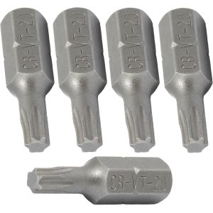 ERYI-- C62141 - Lot De 5 Embouts De Vissage 1/4'' À Empreinte Étoile T20 6 Pans - Longueur 25 Mm - Outil De Serrage Clé À Cliquet Tournevis Visseuse Douille Quincaillerie Mécanique - En Acier Cr-V - Neuf
