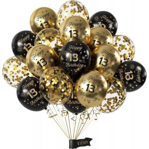 AYUHR-Decoration Anniversaire 12 ans, 15 pièces 12 pouces 12 Ans Décoration Anniversaire de Fête en Noir Or, Ballon Anniversaire Kit Deco Anniversaire pour 12 ans Anniversaire Garcon Fille Femme Homm - Neuf