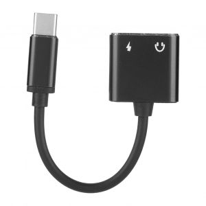Adaptateur Audio 2 En 1 3,5 Mm Type C Pour Casque (Noir) - Neuf