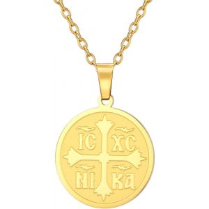 Kal-Croix Orthodoxe Collier Pour Femmes Ic Xc Nika Croix Jésus-Christ Médaillon Pendentif Croix Grecque Byzantine Collier Bijoux Religieux Orientaux Cadeau Chrétien Catholique - Neuf