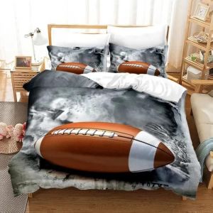 Housse De Couette Football Rugby - Ensemble De Literie Sport Style - 140x200cm - Multicolore - Impression 3d - Neuf