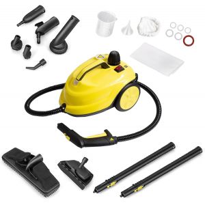 Nettoyeur Vapeur,Nettoyeur Vapeur Polyvalent De 2000W Avec Réservoir D'Eau 2L,Nettoyeur À Vapeur Manuel Pression 5 Bar,Balai Vapeur À Roulettes Pour Matelas, Canapé, Carrelage, Sol, Fenêtre, Voiture - Neuf