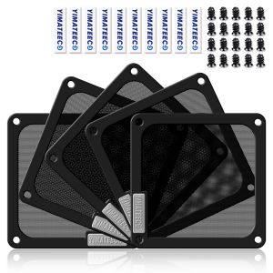 Filtre anti-poussi&egrave;re pour ventilateur de refroidissement d'ordinateur PC 120 mm,maille PVC 50,filtre magn&eacute;tique pour ventilateur d'ordinateur (PVC V4.0,120 x 120 mm,5 pi&egrave;ces,noir) - Neuf