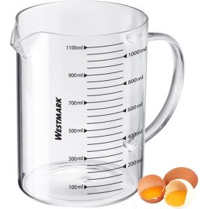 CMWS-Gobelet Doseur - Id&eacute;al pour Mesurer les Ingr&eacute;dients de Cuisine et de P&acirc;tisserie, Adapt&eacute; au Micro-Ondes, R&eacute;sistant &agrave; la Temp&eacute;rature, Poign&eacute;e Ergonomique - 1,1 Litres - Neuf