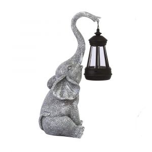Lampe Solaire De Jardin &Eacute;l&eacute;phant - &Eacute;clairage Led Ext&eacute;rieur, R&eacute;sistant &Agrave; L'eau, Blanc Chaud, 14,5 X 12,7 X 30,3 Cm - Neuf