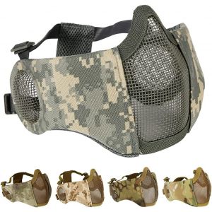Kalanka-Masque Pliable Pour Airsoft, Demi-Masque En Maille Avec Protection Auditive Pour Jeux De Guerre Cs, Bb Gun, Chasse, Paintball - Neuf