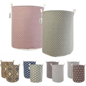 Mdy-2pcs 19,7"" Paniers À Linge, Paniers À Linge Pliable Grand Bac De Rangement En Tissu Corbeille À Linge Pour Organiser Chambre D'enfants, Jouets, Vêtement (Point, 19,7"") - Neuf