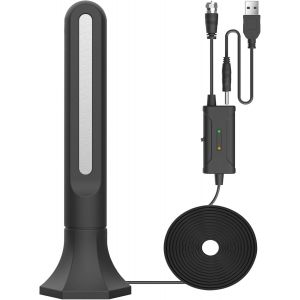 Antenne TV Interieur TNT HD Puissante, Antennes HDTV Num&eacute;rique avec Amplificateur Signal, Port&eacute;e Longue de 250 Miles et Rotation 360&deg;, Prendre en Charge Portable 4K 1080P VHF HDTV Gratuites - Neuf
