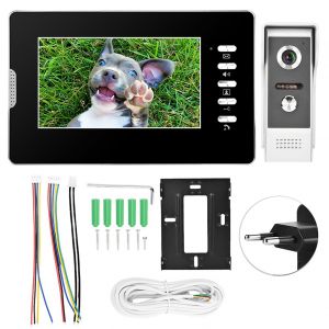 Sonnette video filaire 7 pouces, interphone video pour la securite a domicile (prise UE 100-240 V) - Neuf