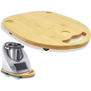 Eryi-Planche Coulissante Pour Thermomix Tm6 Tm5, Stable Et Facile À Déplacer Planche Coulissante En Bois Quatre Roues Poignées Pratiques Accessoire Pour Robot De Cuisine Thermomix Vorwerk Tm5 Tm6 - Neuf