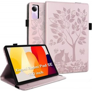 Naeryut-Housse Protection Pour Xiaomi Redmi Pad Se 11.0 Pouces Fonction Du Support Redmi Pad Se Coque Avec Fente Pour Carte Coque Redmi Pad Se Motif Chat Papillon Étui Rose - Neuf