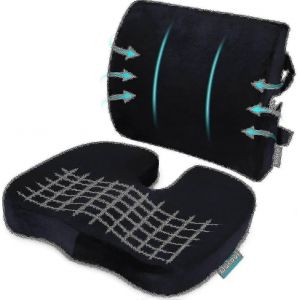 Coussin de siège orthopédique et ampli dorsal Coussins de soutien lombaire Oreiller pour chaise de bureau Coussin de siège d'auto en mousse à mémoire de forme - Neuf