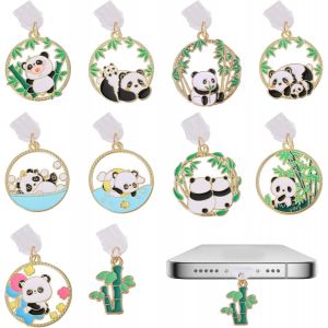 Kaly-10 Pcs Type C Bouchons Antipoussière Kawaii Avec Pendentifs De Panda En Émail Allié Bouchons Antipoussière Charme En Plastique De Type C Protecteur De Port De Téléphone Pour Type C - Neuf
