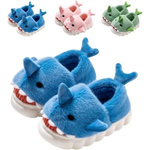 Bnhgc-Chaussons Enfant Fille Garçon Pantoufle De Requin Peluche Souple Hiver Antidérapants Animaux Chaussures - Neuf