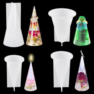 4pcs Moule Silicone Cone Kit, Moule Support De Bague Resine Moule Pyramide Resine Epoxy Moulle Pour Bougies Diy D&eacute;corations Artisanales En Argile (Moule Cone) - Neuf