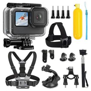 Kit d'accessoires 16 en 1 pour GoPro Hero 13 Black 12 11 10 9, boitier etanche, fixation poitrine, sangle de tete, Bi - Neuf