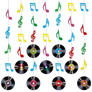 Chicslick-Lot De 9 D&eacute;corations De Disque De Musique &Agrave; Suspendre - D&eacute;coration De Plafond Pour F&ecirc;te D'anniversaire De Musique - D&eacute;coration Murale De Chambre[X353] - Neuf