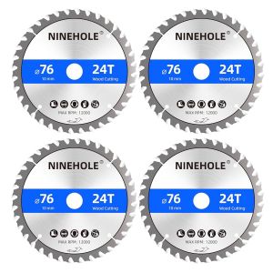 Lot de 4 Lame de Scie Circulaire 76mm x 10mm 24 dents Coupes propres, Disque &agrave; Tron&ccedil;onner pour Bois, S&egrave;che, Stratifi&eacute;, Cloison, Contreplaqu&eacute;, Plastique - Neuf