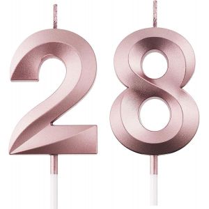 SANSH-28 Bougie Anniversaire, Bougies Chiffres 3D Diamant, 5 CM Pétillant Or Bougie 28 Ans Decoration Gateau Anniversaire, Décorations de Fête de Gâteau pour Mariage, Anniversaire - Neuf
