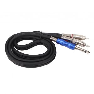 Cable audio stereo double TS 1/4 pouce vers double RCa, boitier en PVC, cable d'interconnexion flexible TS 6,35 mm vers RCa 1 m / 3,3 pi - Neuf