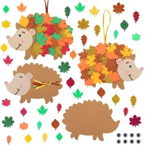 CAUC-12 Kits Bricolage H&eacute;rissons &agrave; Feuilles en Mousse pour Enfants Loisirs Cr&eacute;atifs F&ecirc;tes Activit&eacute; Manuelle de Groupe pour Automne Hiver D&eacute;corations Suspendues - Neuf